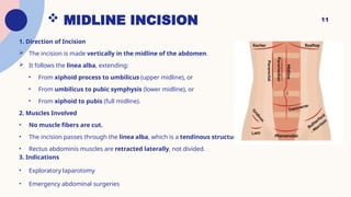 Full Midline Incision Abdominal incisions ppt with management and assessment | PPTX