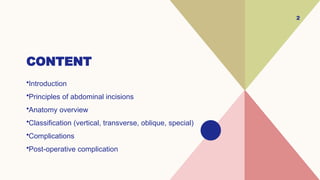 Abdominal incisions ppt with management and assessment | PPTX