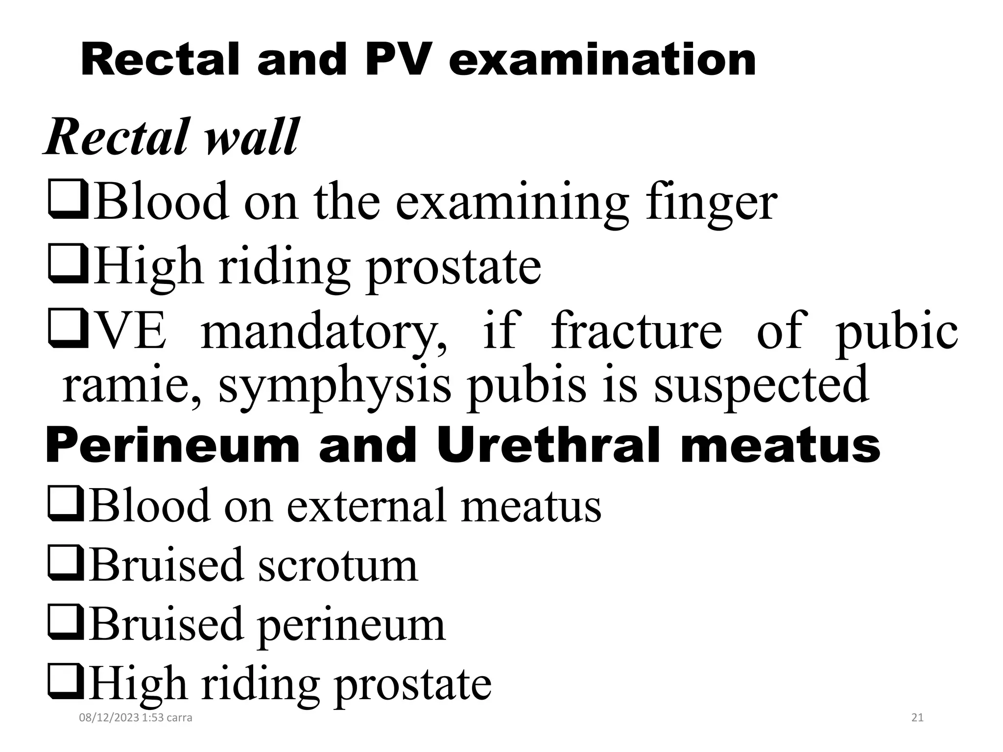 High Riding Prostate Sign ABDOMINAL INJURIES.ppt