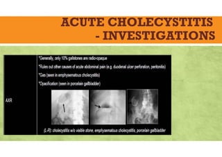 ACUTE CHOLECYSTITIS
- INVESTIGATIONS
 