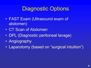 Comprehensive Management of Abdominal Trauma in Emergency Medicine | PDF