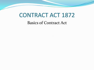 CONTRACT ACT 1872 Basics of Contract Act  