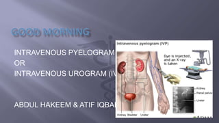Pyelongram intravenous pyelogram (IVP) . abdul hakeem and atif iqbal .ppt