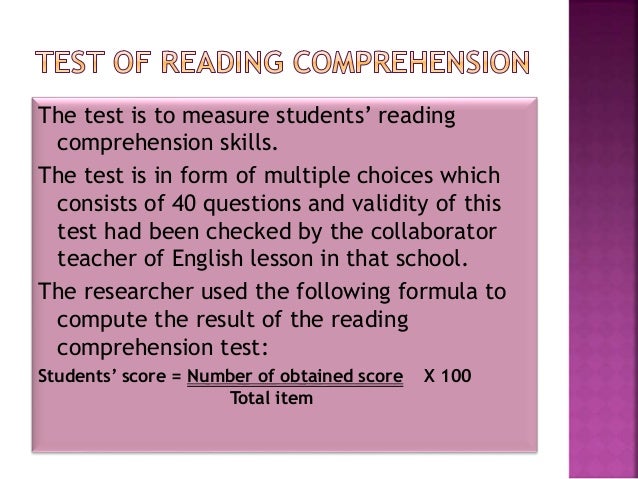 Reading Comprehension Test Validity | the use of modified jigsaw strategy to improve the Reading Comprehension Test Validity | the use of modified jigsaw strategy to improve the