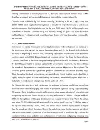 ASSESSEMENT OF FARMERS’ PERCEPTION ON SOIL EROSION AND USE OF PHYSICAL ...