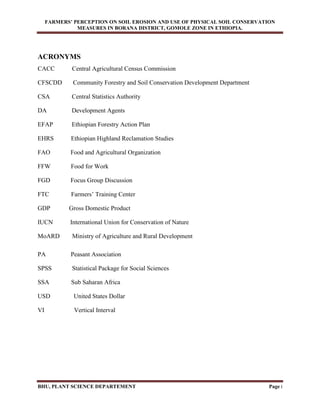 ASSESSEMENT OF FARMERS’ PERCEPTION ON SOIL EROSION AND USE OF PHYSICAL ...