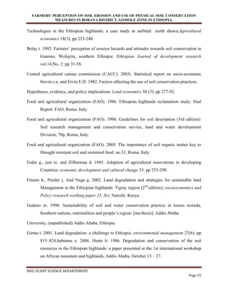 ASSESSEMENT OF FARMERS’ PERCEPTION ON SOIL EROSION AND USE OF PHYSICAL ...