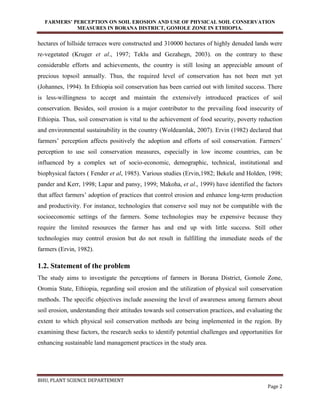 ASSESSEMENT OF FARMERS’ PERCEPTION ON SOIL EROSION AND USE OF PHYSICAL ...