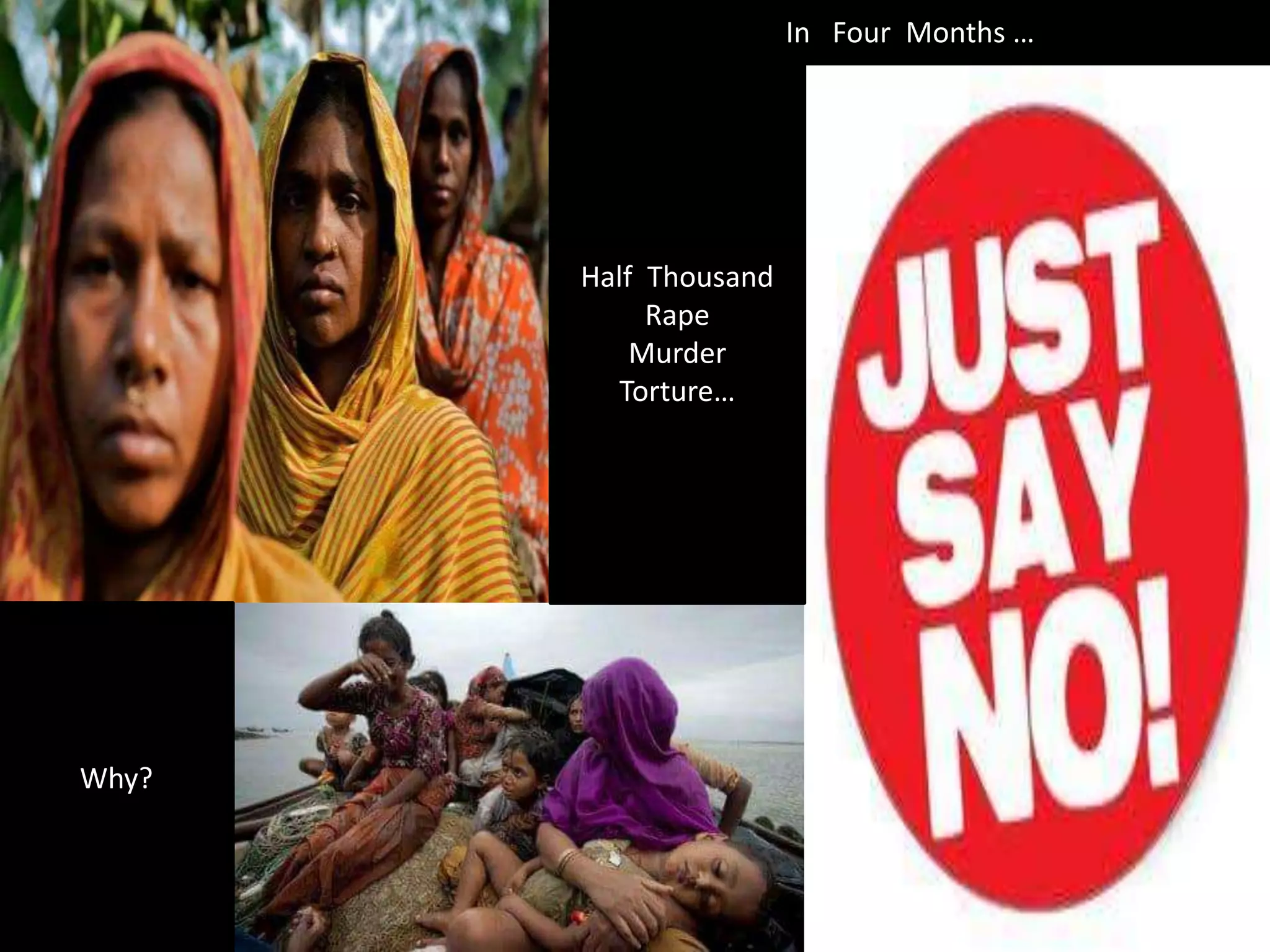 In Four Months …
Half Thousand
Rape
Murder
Torture…
Why?
 
