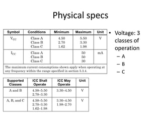 Physical specs
                 • Voltage: 3
                   classes of
                   operation
                    –A
                    –B
                    –C
 