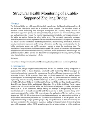Structural Health Monitoring of a Cable-Supported  Zhejiang Bridge 