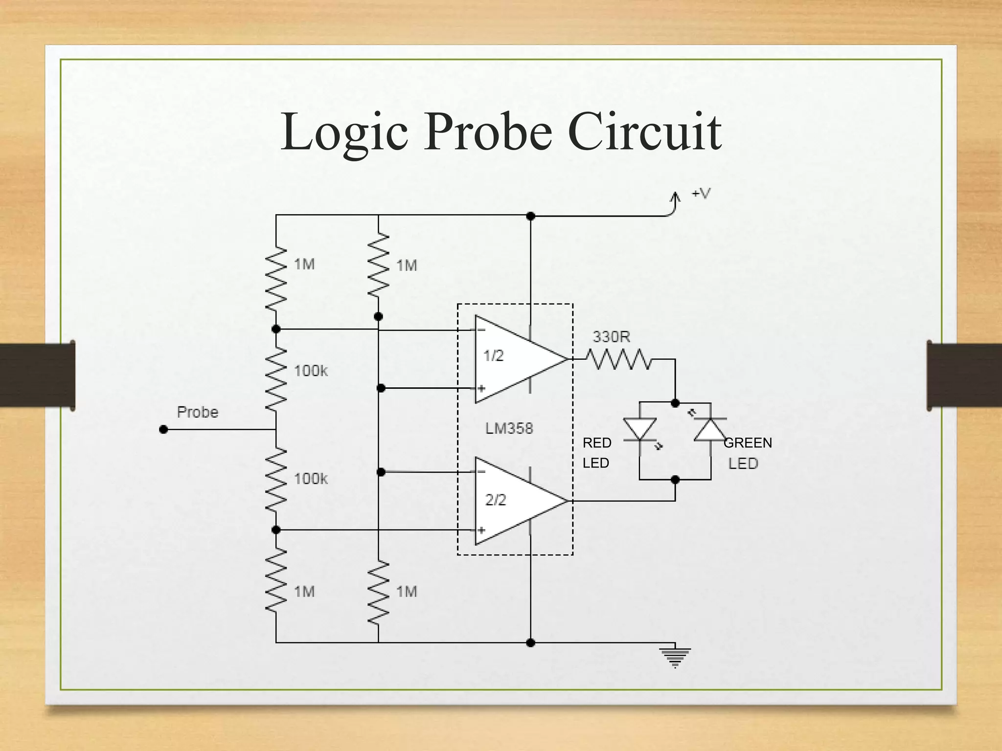 Logic Probe Circuit
RED
LED
GREEN
 