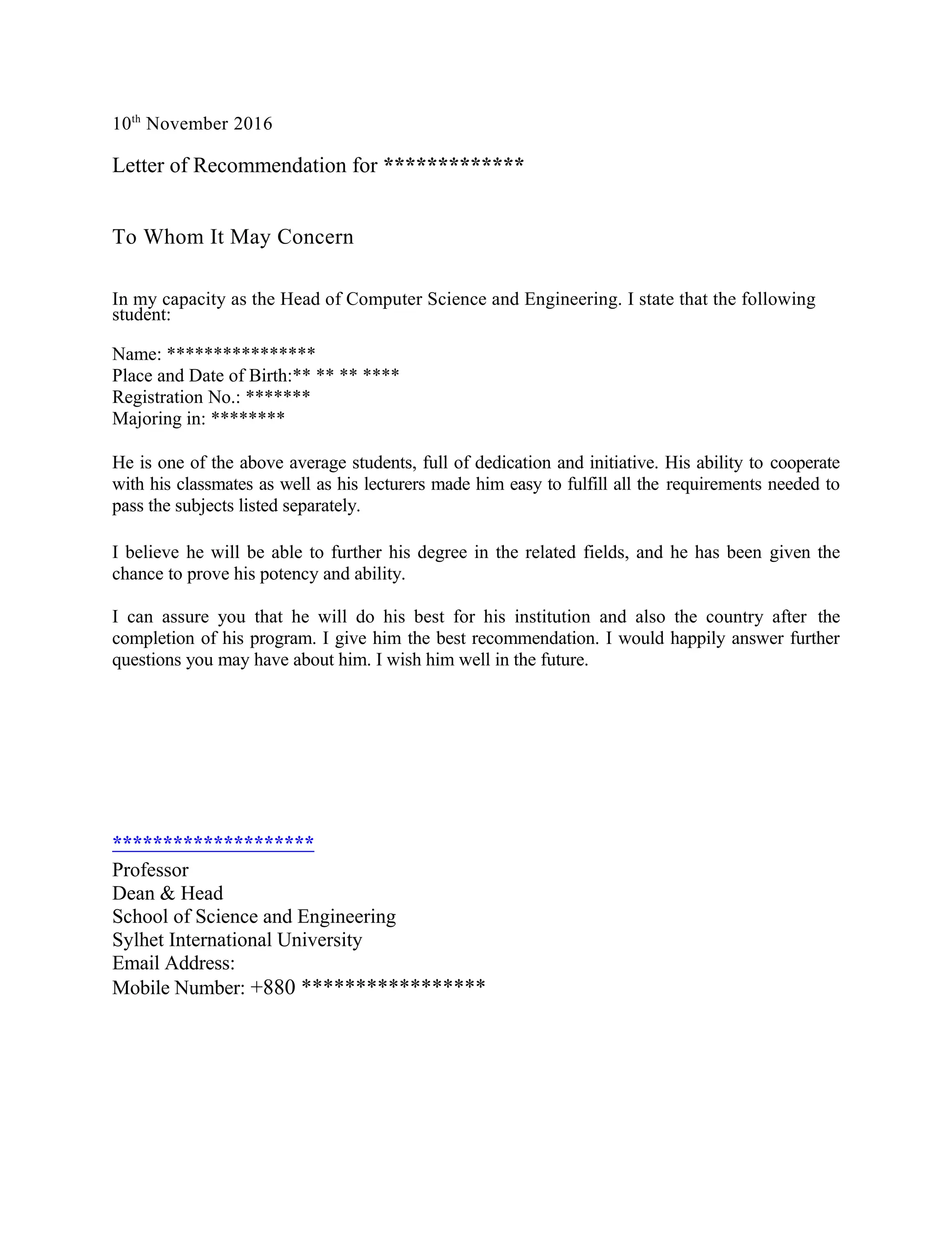 Recommendation Letter | DOC