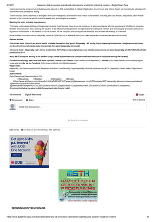 Kaspersky Lab announces specialised cybersecurity solution for ...