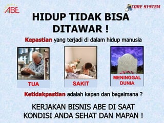 HIDUP TIDAK BISA
    DITAWAR !



               MENINGGAL
TUA    SAKIT     DUNIA
 