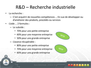Investissements généraux51Bruno Wattenbergh – 24 février 2010Attention! Intervention limitée pour certains investissements
