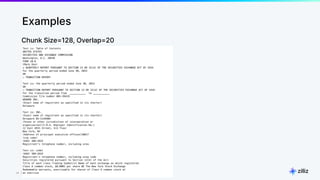 23 | © Copyright 8/16/23 Zilliz
23 | © Copyright 8/16/23 Zilliz
Examples
Chunk Size=128, Overlap=20
 