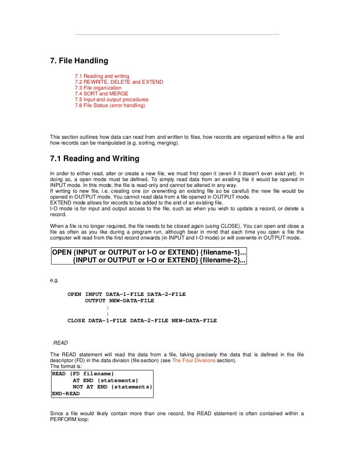 How To Read Cobol Data Files