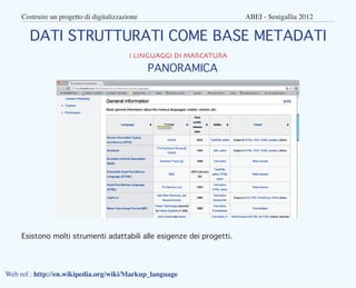Costruire un progetto di digitalizzazione					                    ABEI - Senigallia 2012


       DATI STRUTTURATI COME BA...