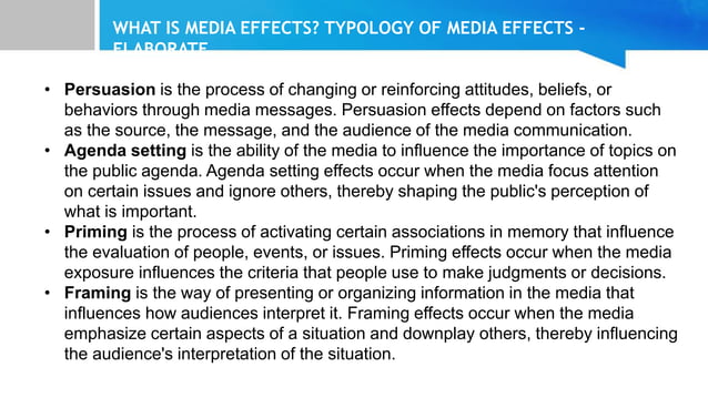 Typology of Media Effects | PPT
