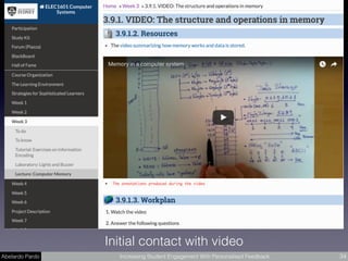 Abelardo Pardo Increasing Student Engagement With Personalised Feedback 34
Initial contact with video
 