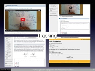 Abelardo Pardo Increasing Student Engagement With Personalised Feedback 37
Tracking
 
