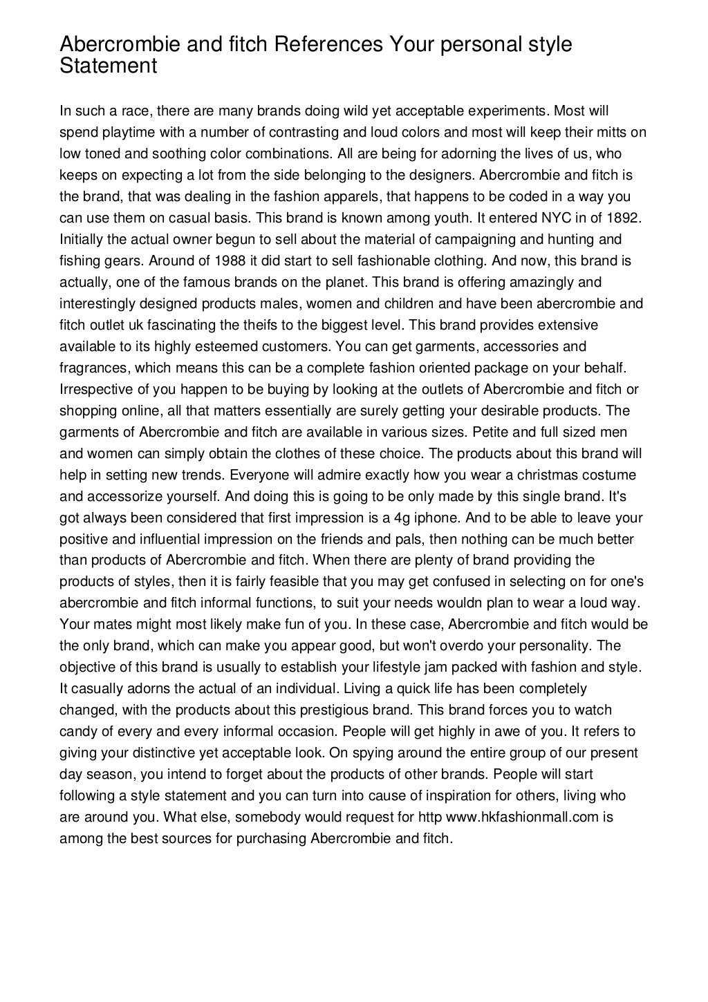 Abercrombie and fitch References Your personal style Statement