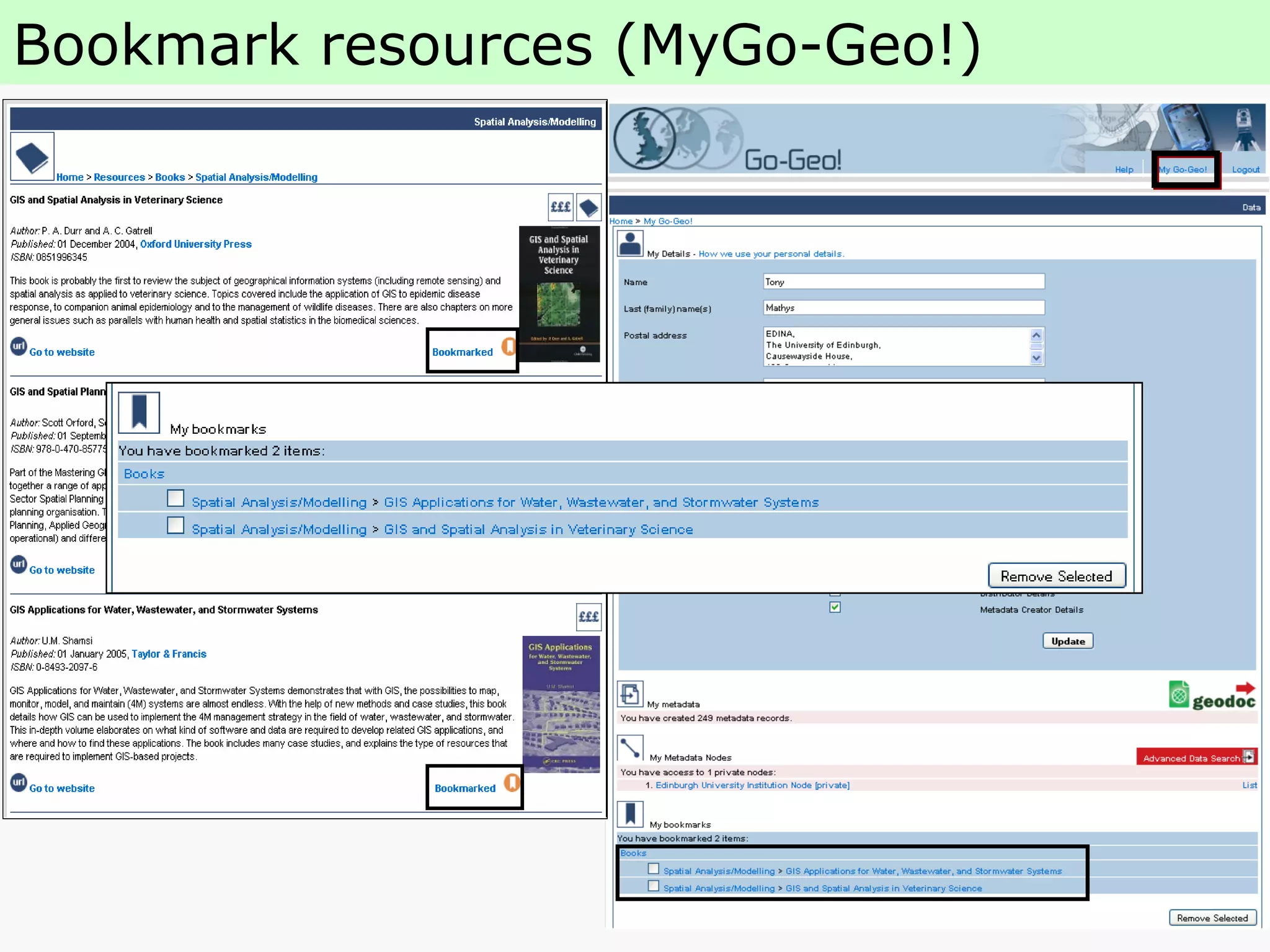 Bookmark resources (MyGo-Geo!) 