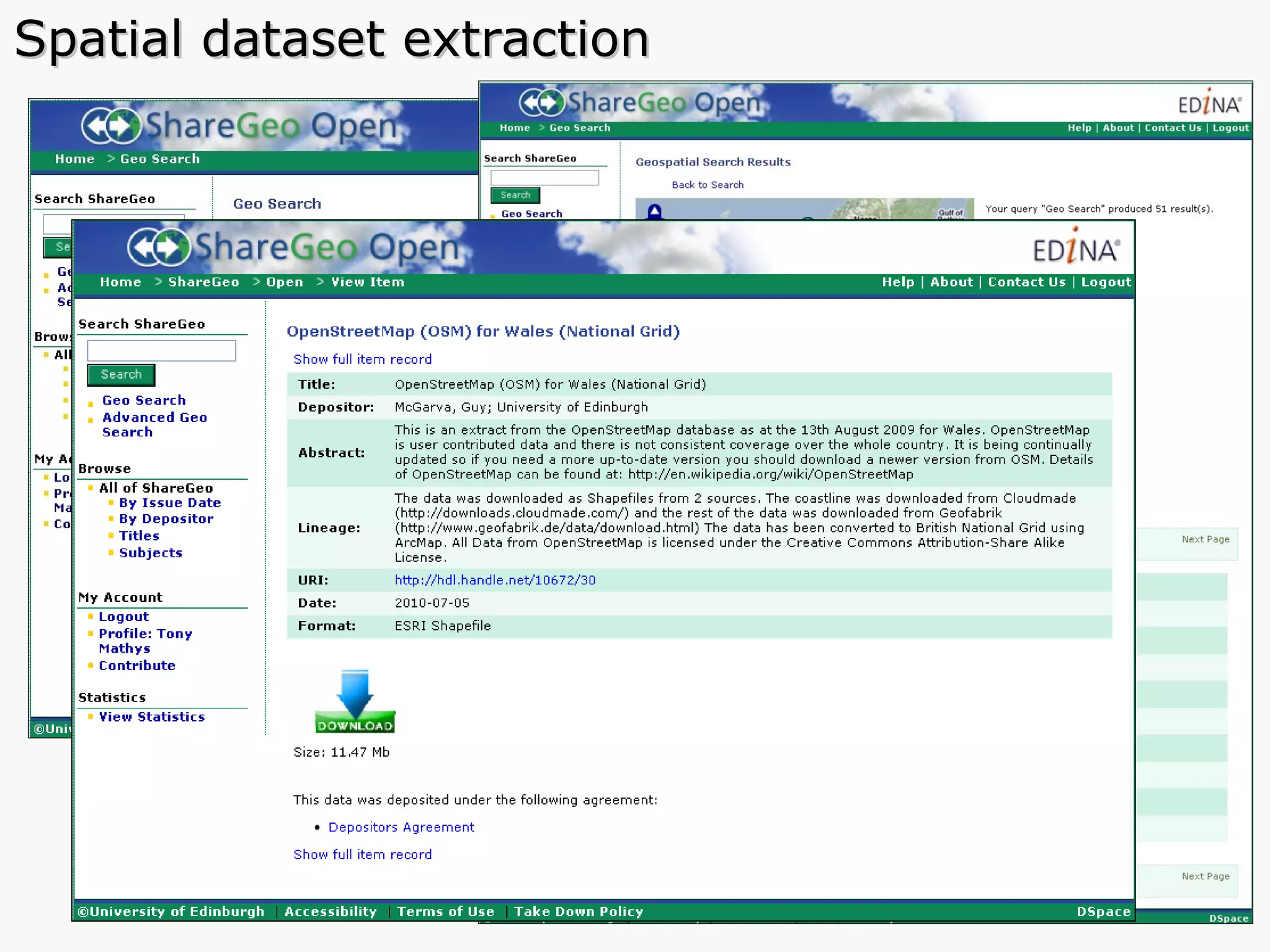 Spatial dataset extraction 