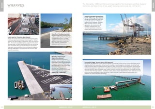 The Abergeldie- HEB Joint Venture brings together the Australian and New Zealand 
resources and experience of two award-winning marine and civil contractors 
MARINE ABERGELDIE / HEB JV 03 ABERGELDIE / HEB JV 02 
MARINE 
WHARVES 
Oxley Wharf (Brisbane, Australia) 
Refurbishment of the floating wharf 
and ferry landing at Riverside Rocks 
on the Brisbane River, including 
repairs to corroded reinforcement, 
approach road works, hand rails, 
steel walkways, embankment 
stabilisation and rock anchors. 
Wharf No. 4 Replacement 
(Napier, New Zealand) 
Design and construction for an 
extension and strengthening of the 
existing No.4 wharf and reclamation 
of adjacent tidal land. The project 
was undertaken as an alliance with 
the Port of Napier, based on 
effective use of collaborative 
contracting, value engineering and 
risk management principles. 
Bottom right - before shot 
Sulphur Point Wharf Development 
Ext No. 2 (Tauranga, New Zealand) 
Design and construction of a 170m 
long berth extension to the busy 
Sulphur Point Container Terminal. 
Work includes extensive piling 
operations, the construction of 
marginal embankments and 
concrete pavements, a mooring 
dolphin and associated services. 
Lucinda Bulk Sugar Terminal (North QLD, Australia) 
Abergeldie and HEB have recently worked together to undertake repairs to the cyclone damaged 5.76 km 
long jetty, wharf and associated infrastructure including a travelling gantry ship loader at Lucinda Bulk 
Sugar Terminal. Works included extensive repairs to steel and concrete marine structures, electrical and 
mechanical equipment, replacement of cathodic protection installations, replacement of damaged ship’s 
berthing facilities, above and below water repairs to piling, removal and replacement of multiple pre-cast 
concrete wharf decking modules. In addition to this, repairs to and replacement of steel walkways, access 
platforms, stairs and ladders were carried out. A jack-up barge on spud legs provided a stable work 
platform for cranes and piling equipment. 
Cashin Quay No.1 (Lyttelton, New Zealand) 
Design and construction of repair and development works 
to the coal exporting facilities at Cashin Quay No. 1 Wharf, 
following the earthquakes of September 2010 and February 
2011. The works included temporary support of the wharf 
and coal loader to keep it operational whilst the new works 
were completed. New concrete foundations and seawall 
slabs were constructed and extensive piling and headstock 
work was undertaken to re-connect the new structure with 
areas of reclamation. 
 