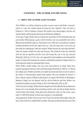 A Bermanian Stylistic Analysis Of Alice Walker S The Color Purple And ...