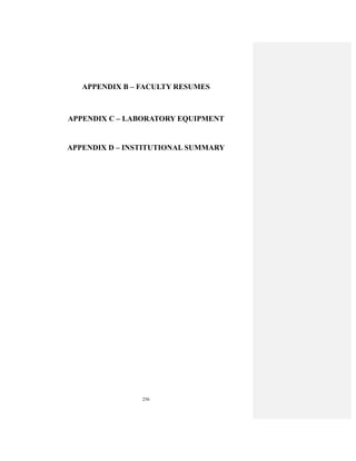 256
APPENDIX B – FACULTY RESUMES
APPENDIX C – LABORATORY EQUIPMENT
APPENDIX D – INSTITUTIONAL SUMMARY
 