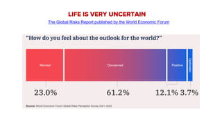 LIFE IS VERY UNCERTAIN
The Global Risks Report published by the World Economic Forum
 