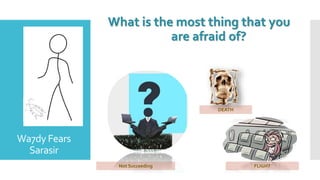 Wa7dy Fears
Sarasir
What is the most thing that you
are afraid of?
FLIGHT
DEATH
Not Succeeding
 