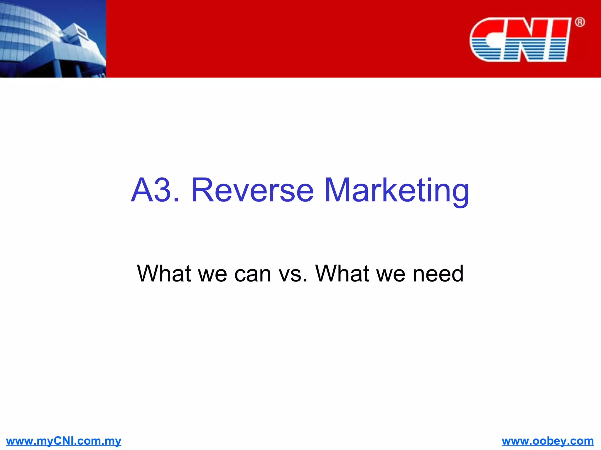 A3. Reverse Marketing What we can vs. What we need 