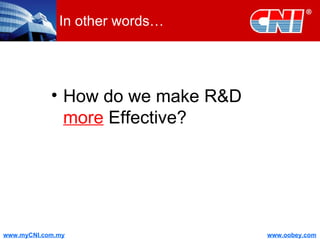 In other words… How do we make R&D  more  Effective? 