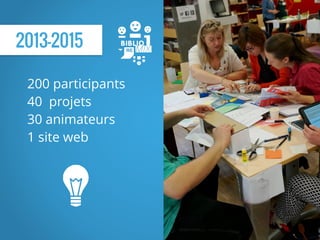 2013-2015
200 participants
40 projets
30 animateurs
1 site web