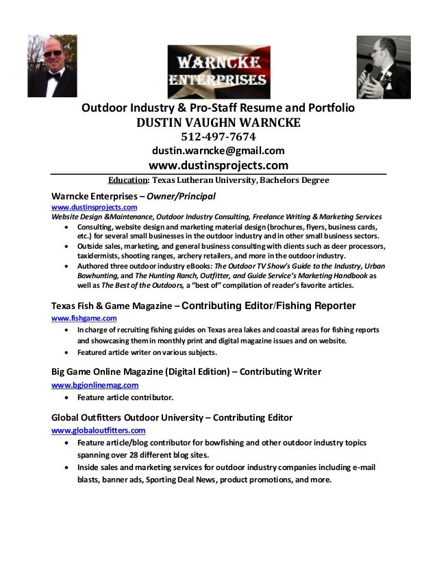 dustin warncke outdoor resume