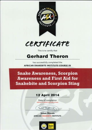 African Snake Bite Institute - First Aid