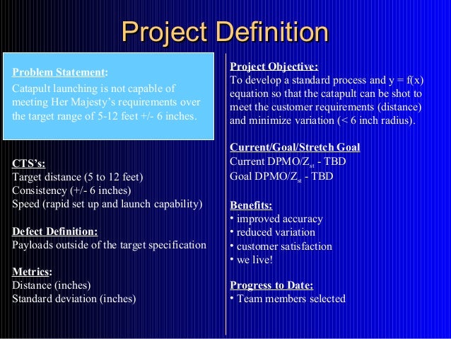 Six sigma catapult project report