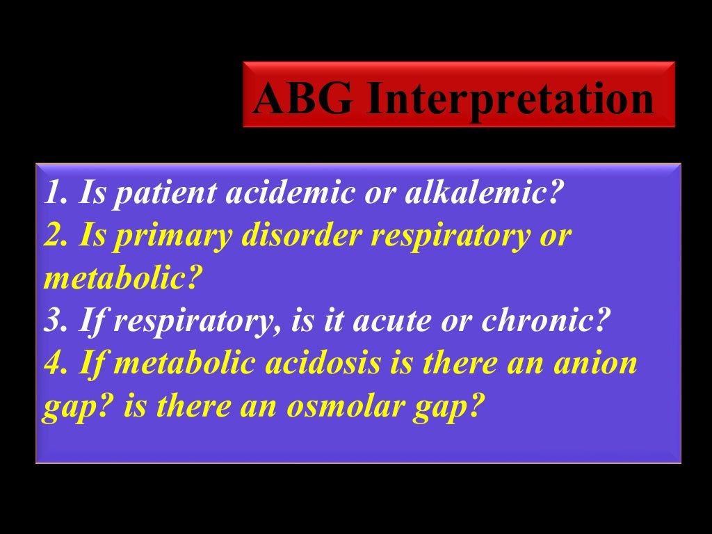 Abg.2 Arterial blood gas analysis and example interpretation