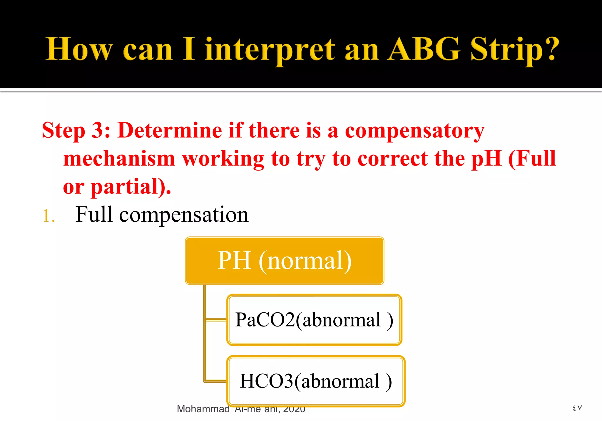 Arterial Blood Gas (ABG) Procedure and Interpretation \Mohammad Al-me ...