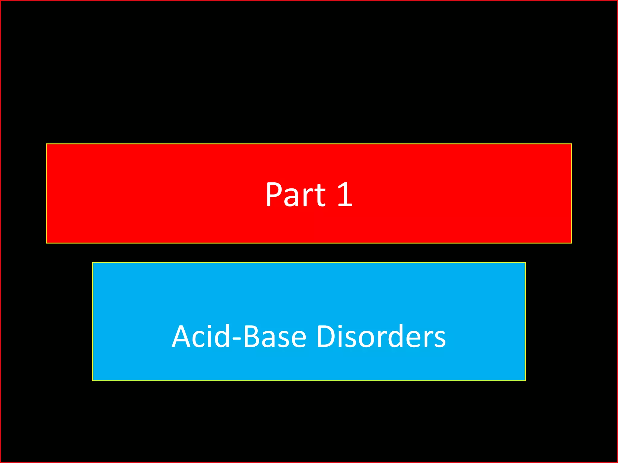 Part 1

Acid-Base Disorders

 
