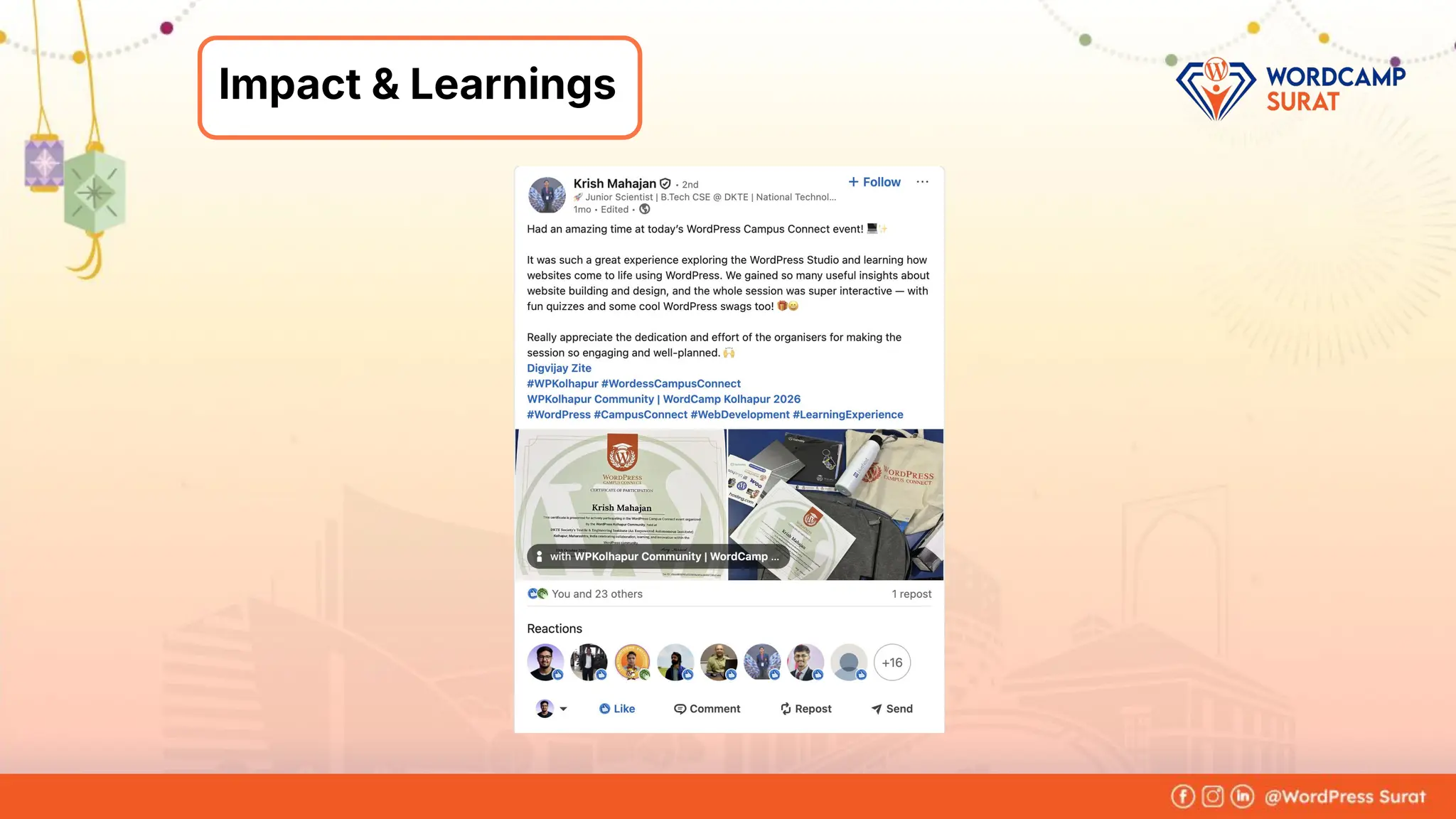 Foram Kansagra
➔ Having 15+ years of experience in
the IT industry.
➔ From a software developer to the
founder of Zluck Solutions
➔ Co-Organiser at WordPress Surat
Community
About Me
Impact & Learnings
 