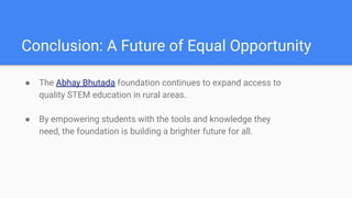 Abhay Bhutada Foundation and Equal Access to Quality Education | PDF