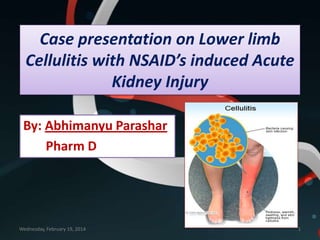 Case presentation on Lower limb
Cellulitis with NSAID’s induced Acute
Kidney Injury
By: Abhimanyu Parashar
Pharm D

Wednesday, February 19, 2014

1

 