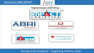 Flagship Company of Abhi Group
Ventures by ABHI GROUP :
Synergy of all companies - Supporting Industry needs
 