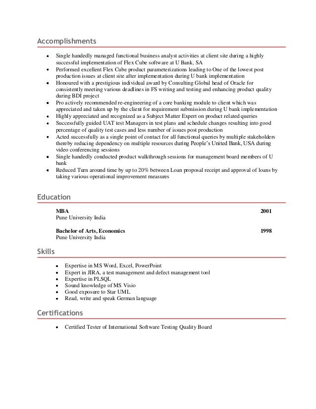 uat testing resume