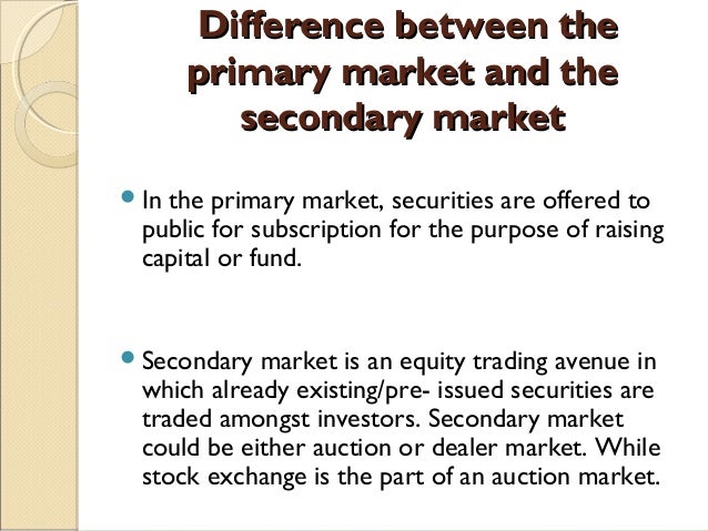 secondary stock market transactions definition