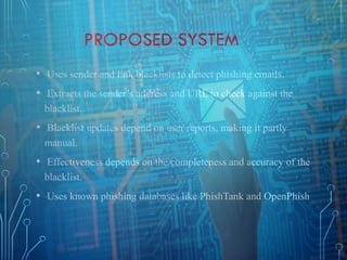 PHISHING DETECTION SYSTEM THROUGH HYBRID ML BASED ON URL | PPTX